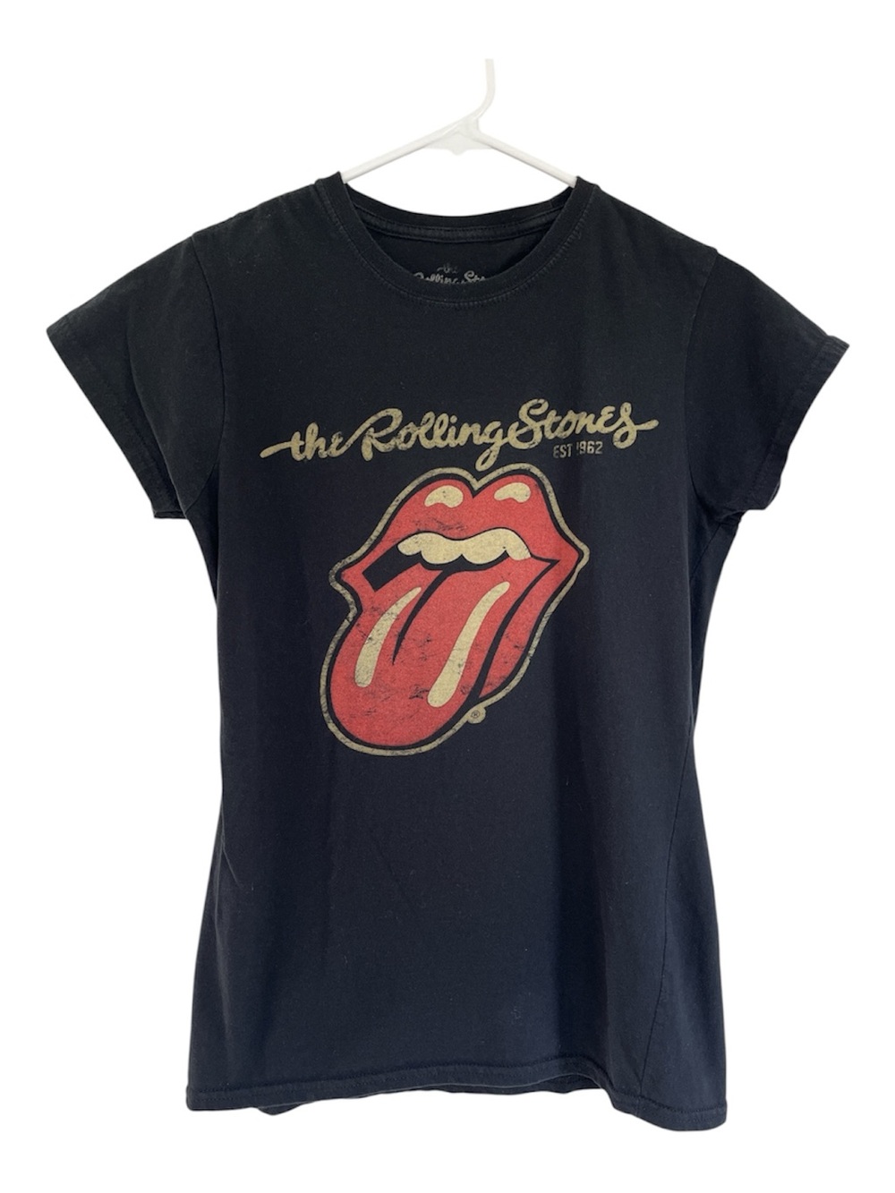 The Rolling Stones Black Graphic Mouth Tongue Rock Band Tee Slim Fit M